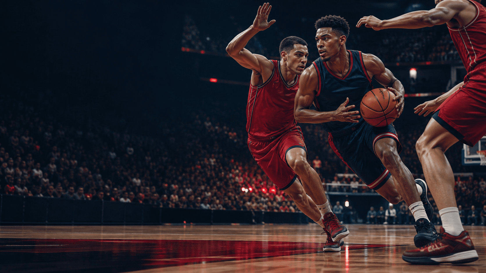 Fictional college basketball development artwork